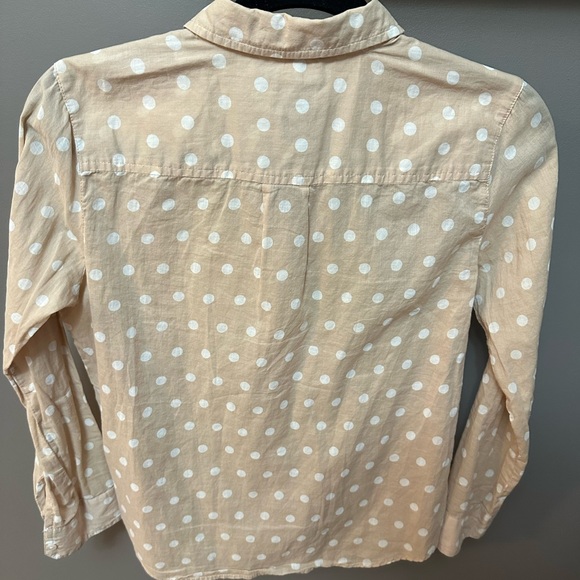 ANN TAYLOR | Ladies Petite Tan & White Polka Dot Blouse - Picture 3 of 3